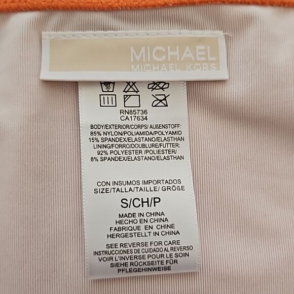 Michael Kors 2-Piece Bikini Top & Bikini Mid-Rise Bikini Bottom Small Orange - Picture 9 of 16